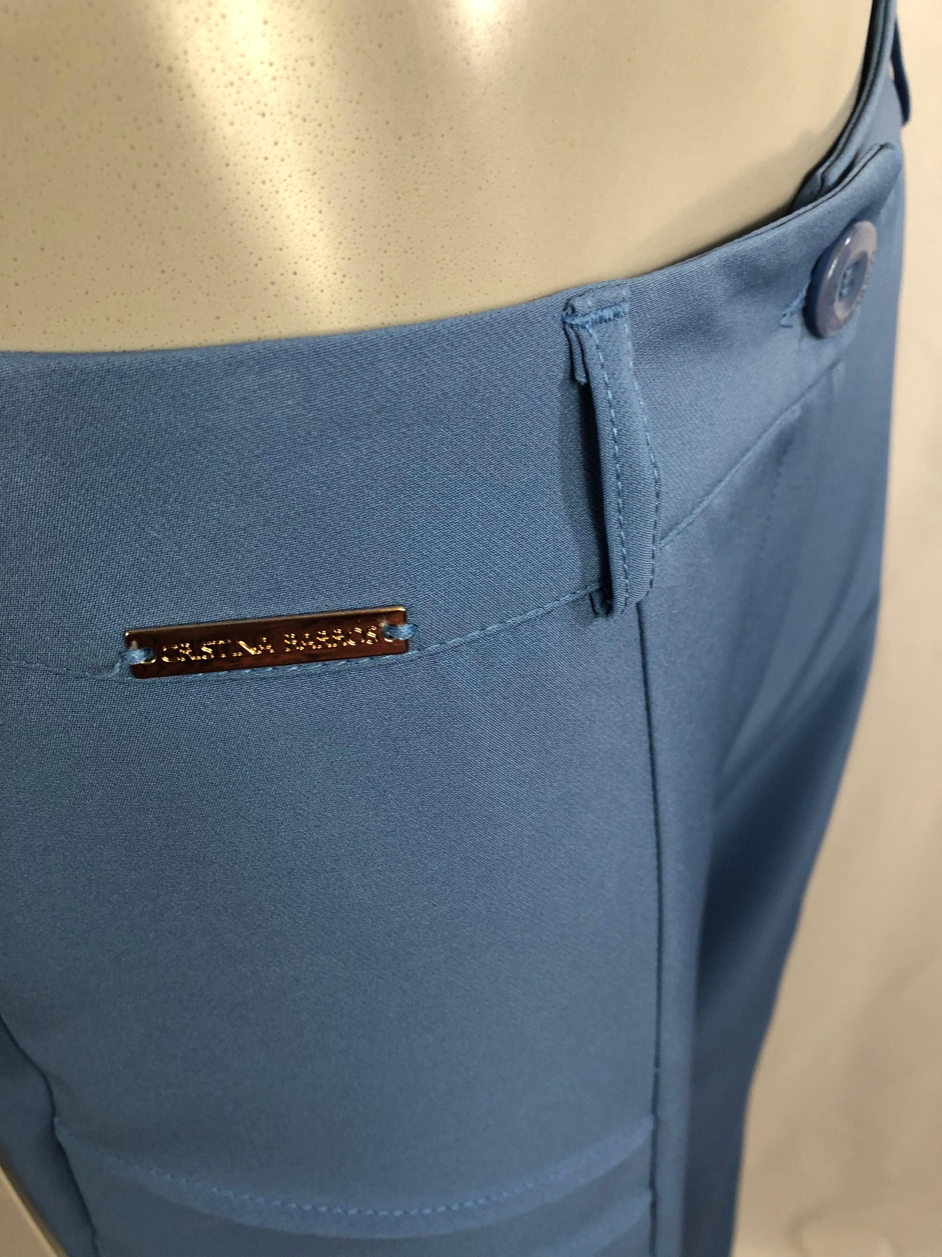 Pantalon de ville bleu ciel coupe fantaisie Christina Barros - Offre-Unique