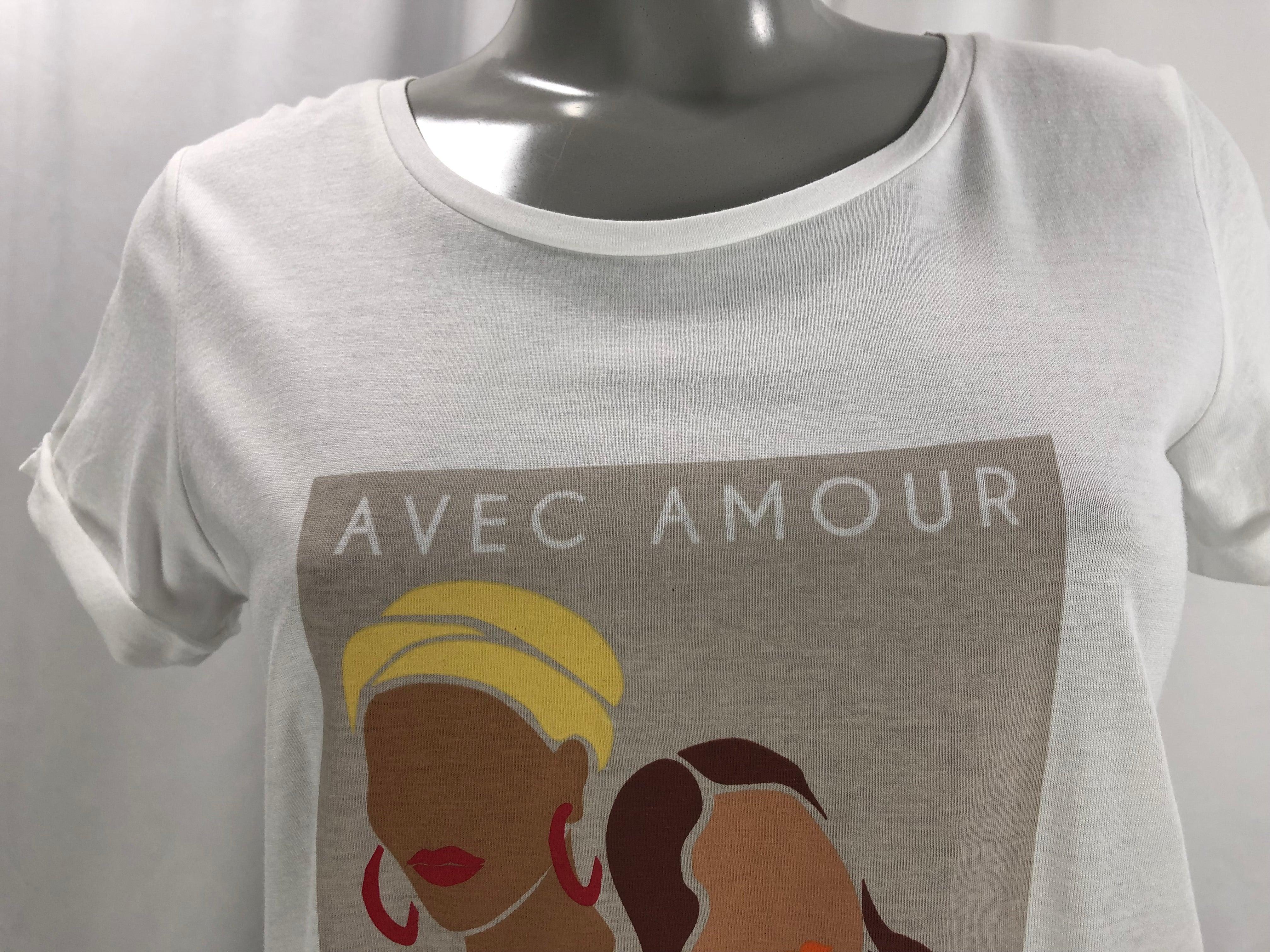 T-shirt manches courtes coupe ample modele Afrique avec Amour C'est beau la Vie - Offre-Unique