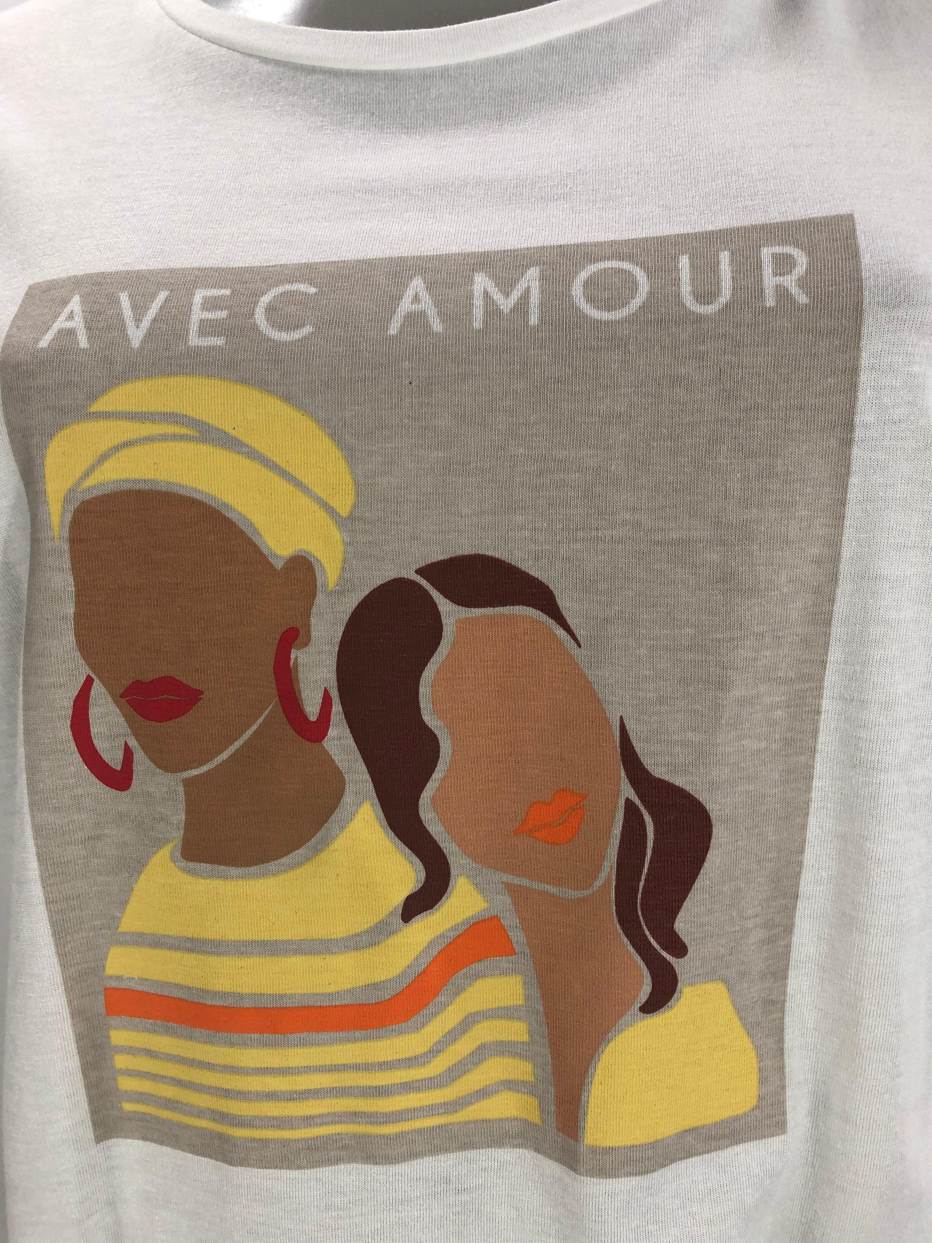 T-shirt manches courtes coupe ample modele Afrique avec Amour C'est beau la Vie - Offre-Unique