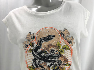 T-shirt blanc stylé serpent Modèle Desert Flower MKT Studio