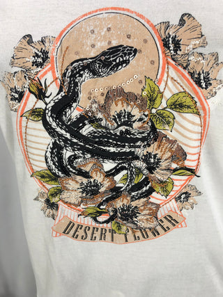 T-shirt blanc stylé serpent Modèle Desert Flower MKT Studio