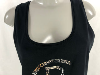 T-shirt noir sans manches perles et strass Christina Barros