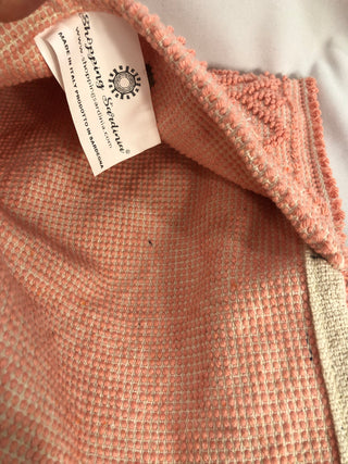 Sac pochette rose clair tissu brodé 100% coton