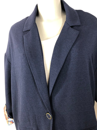 Veste blazer femme bleu marine tissu crêpe col tailleur de Pako Litto