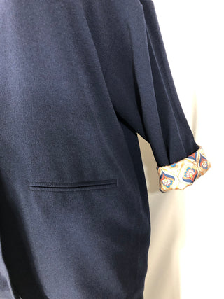 Veste blazer femme bleu marine tissu crêpe col tailleur de Pako Litto