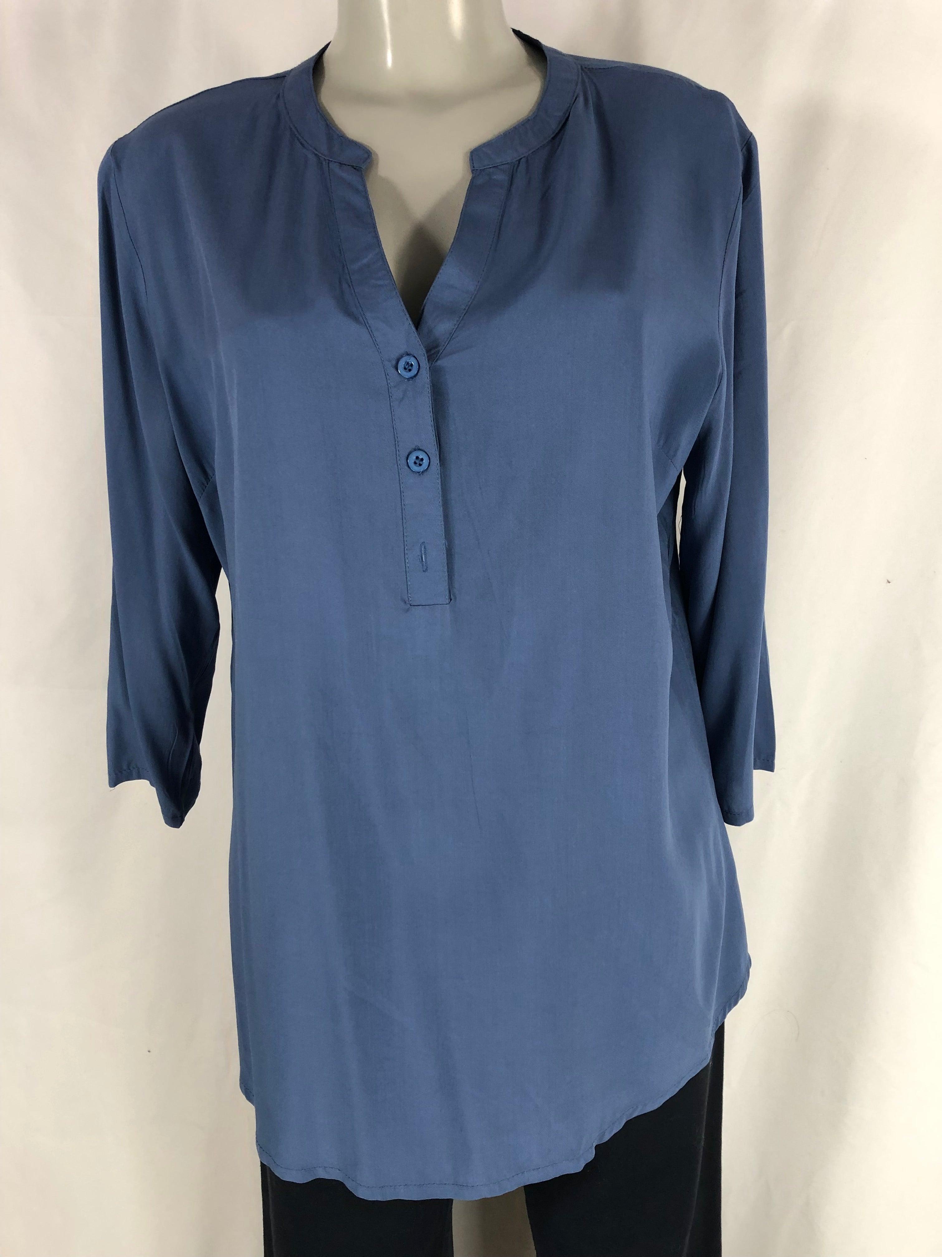 Blouse fluide bleue à manches 3/4 Christy - Offre-Unique