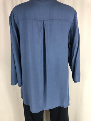 Blouse fluide bleue à manches 3/4 Christy