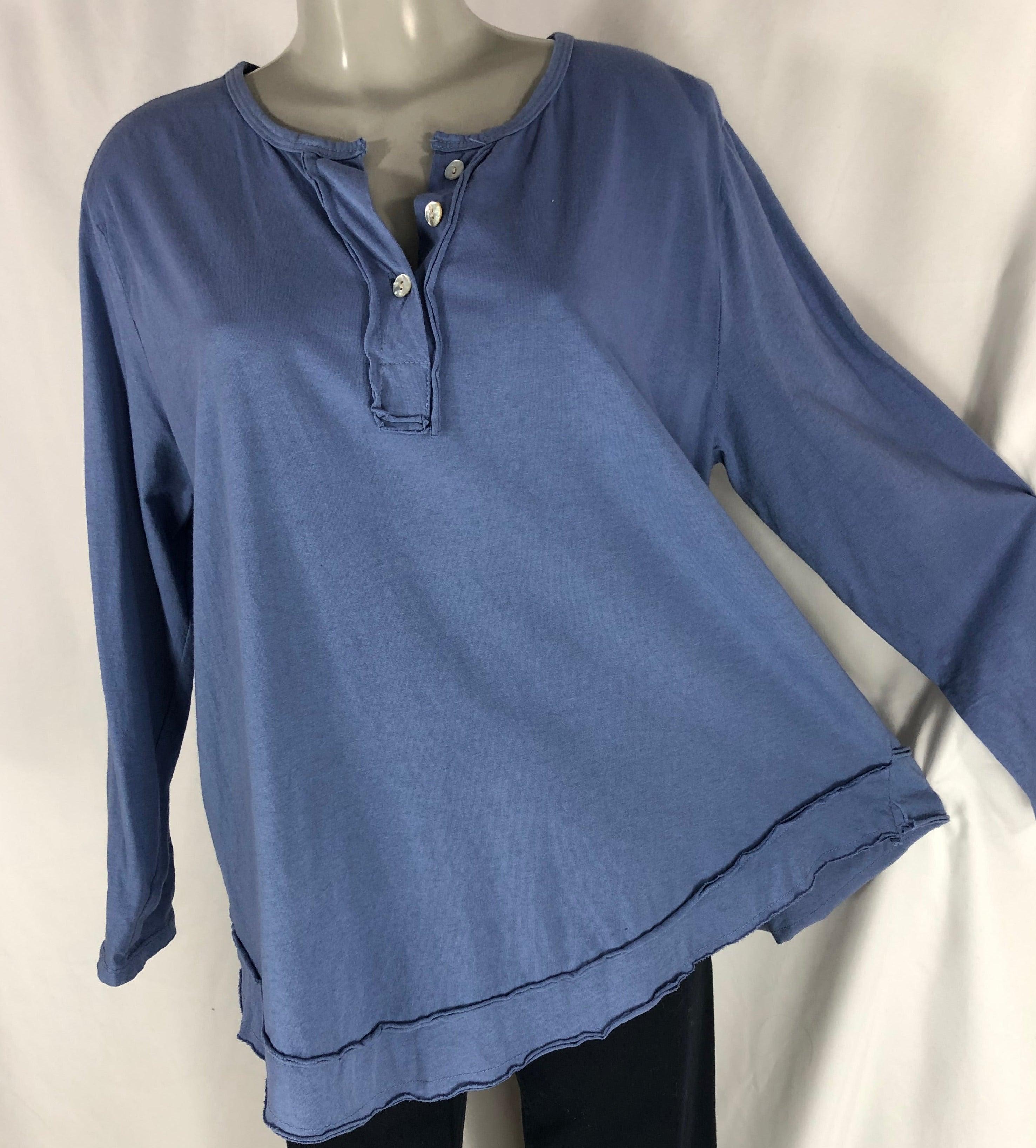 Top Bleu ciel manches longues 100% coton de la marque Made in Italy - Offre-Unique