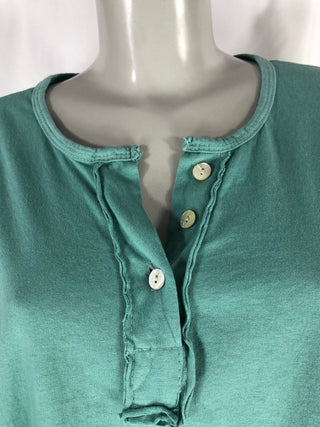 T-shirt vert eau manches longues 100% coton de la marque Made in Italy