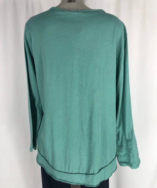 T-shirt vert eau manches longues 100% coton de la marque Made in Italy