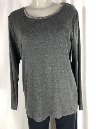 T-shirt gris manches longues doux fluide coupe ajustée C'est beau la Vie