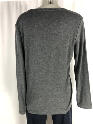 T-shirt gris manches longues doux fluide coupe ajustée C'est beau la Vie