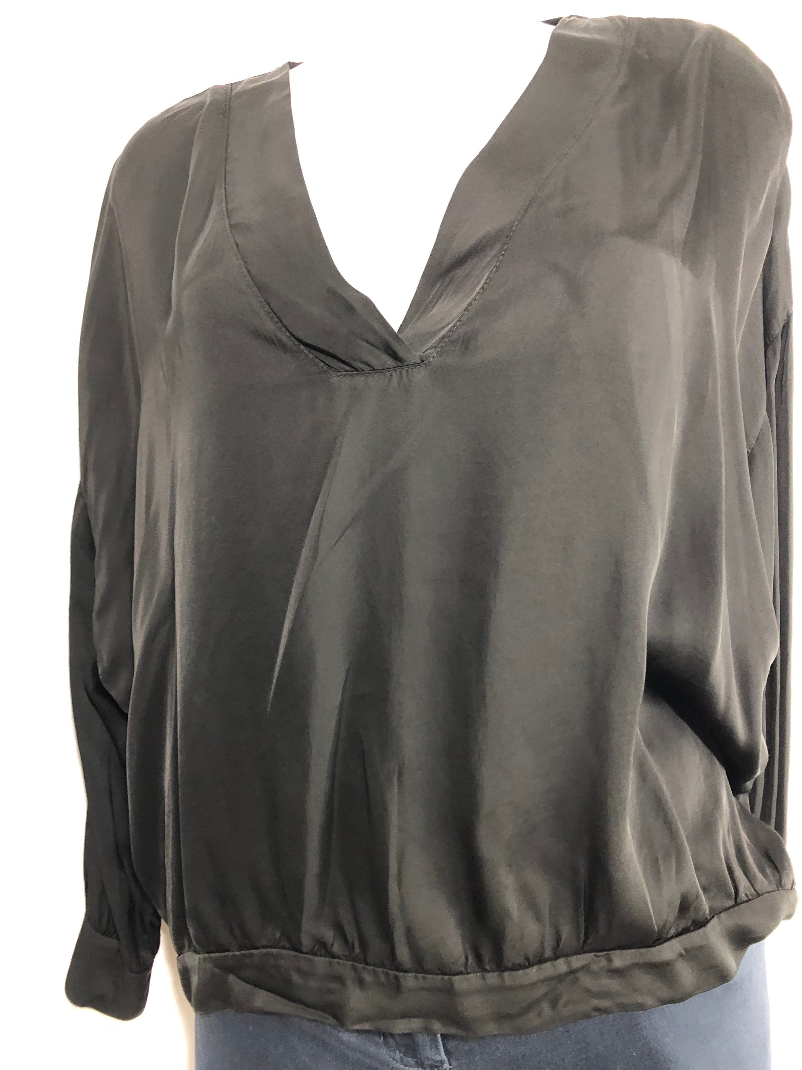 Blouse noire satinée ample manches 3/4 Pako Lito