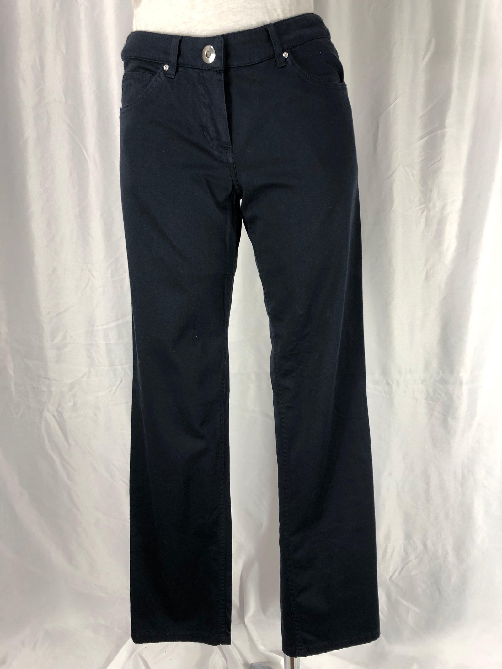 Pantalon bleu marine coton coupe droite Dora - Offre-Unique