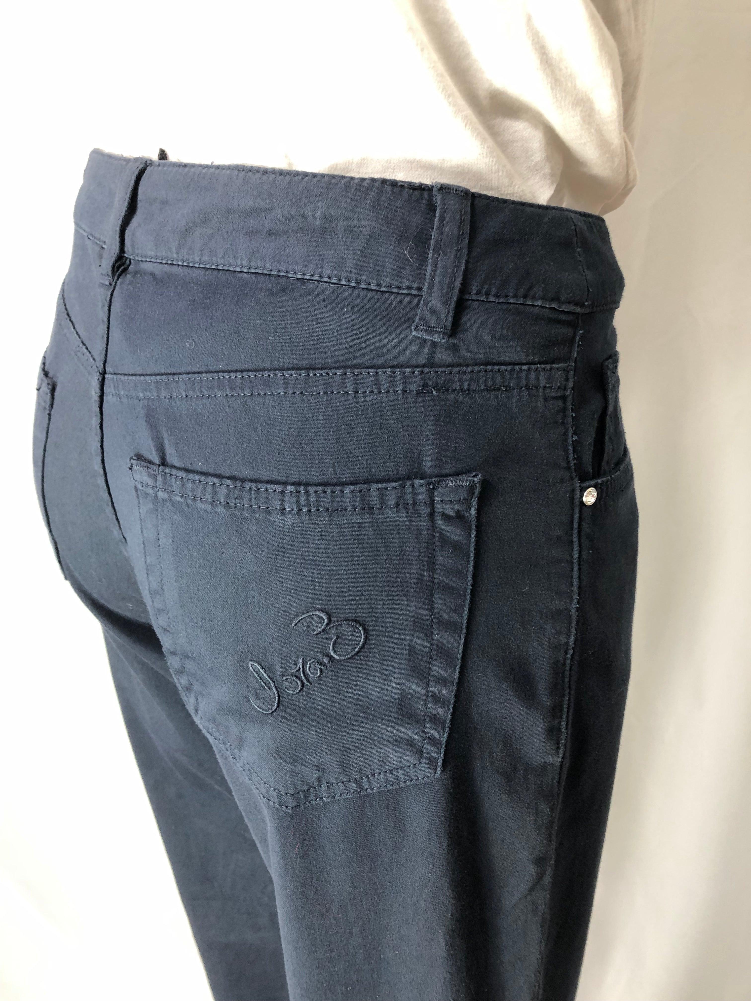 Pantalon bleu marine coton coupe droite Dora - Offre-Unique