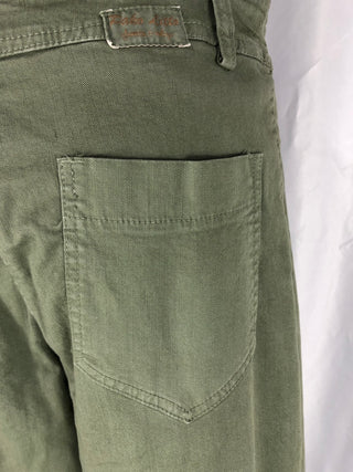 Pantalon kaki 7/8 coton coupe large taille haute Pako Lito