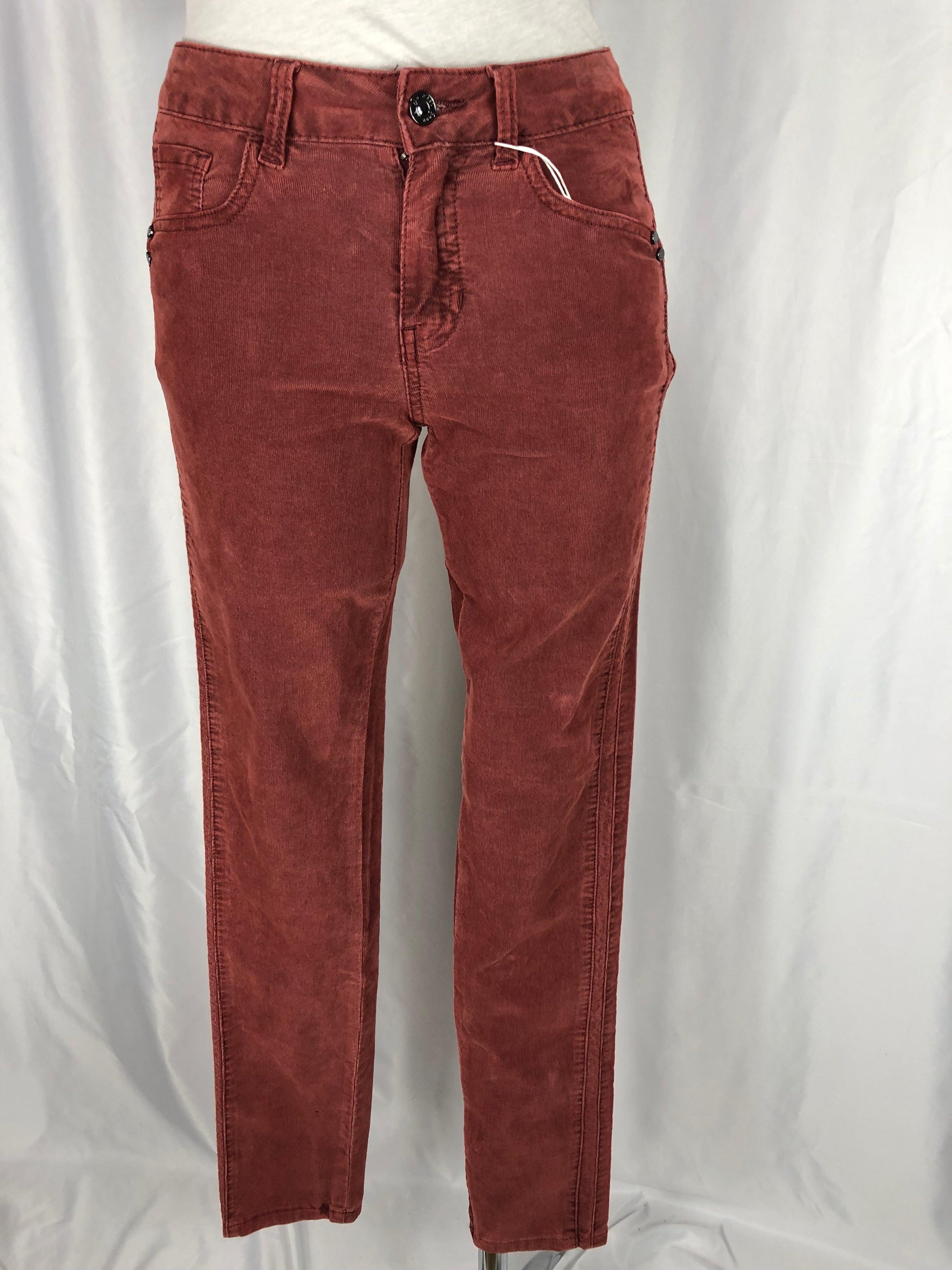 Pantalon velours coton rouge brique stretch taille haute C'est Beau La Vie - Offre-Unique