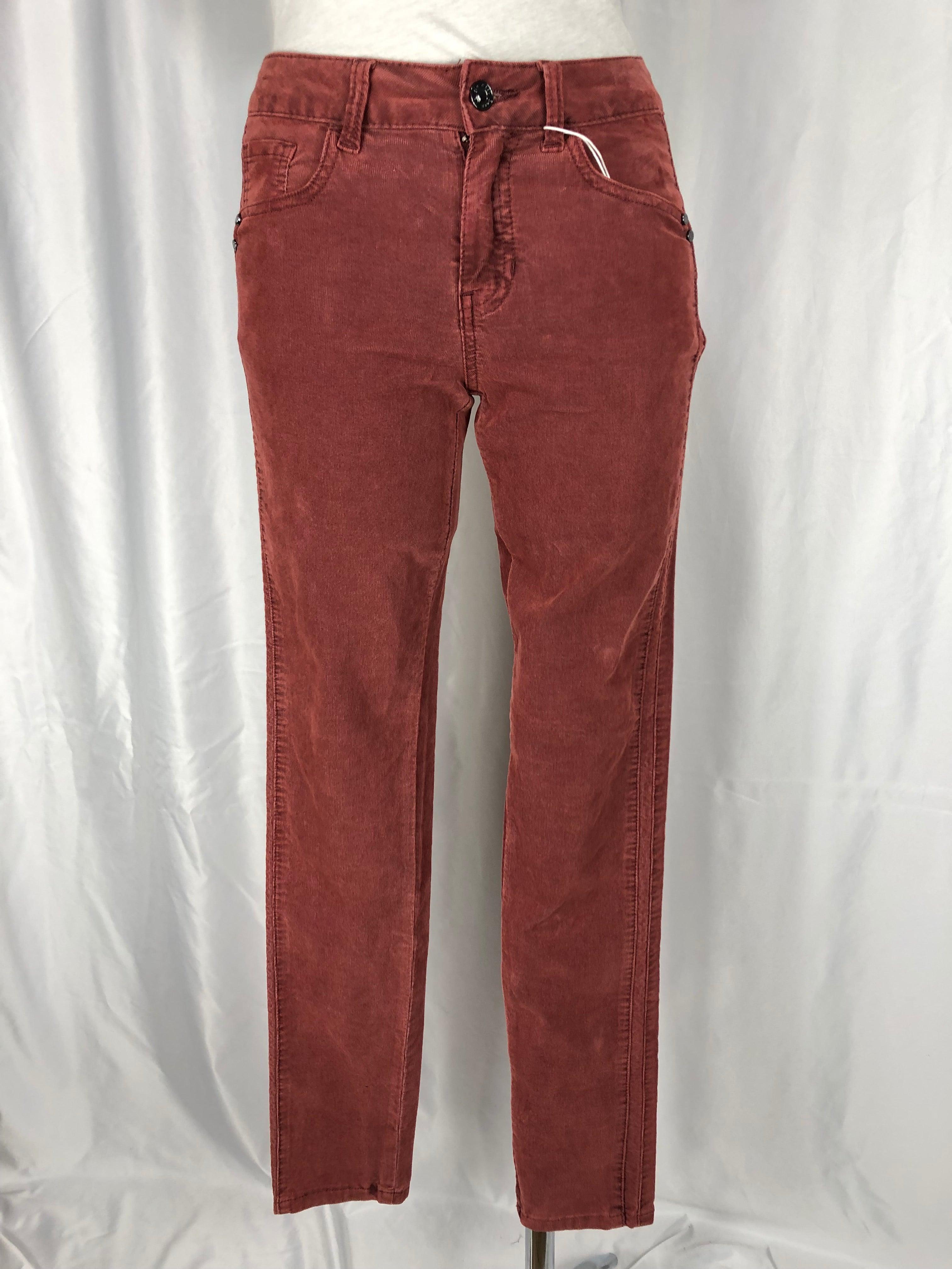 Pantalon velours coton rouge brique stretch taille haute C'est Beau La Vie - Offre-Unique