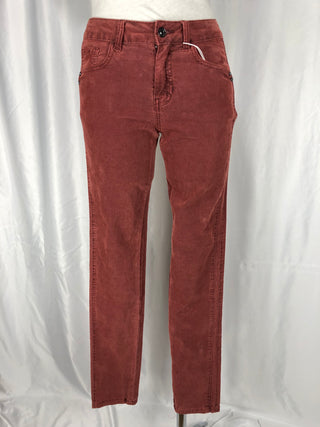 Pantalon velours coton rouge brique stretch taille haute C'est Beau La Vie