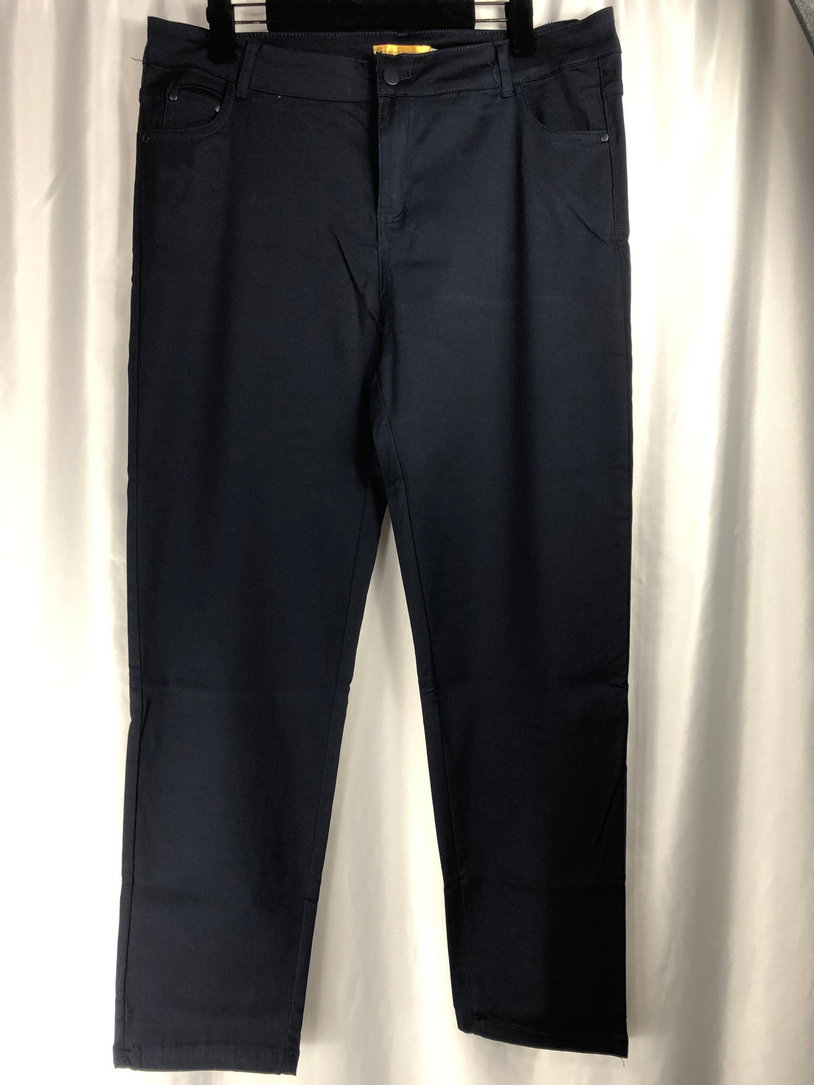 Pantalon en toile stretch bleu marine World Fashion