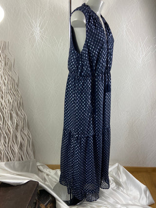 Robe bleu marine argenté ample longue sans manches grande taille Véro Moda