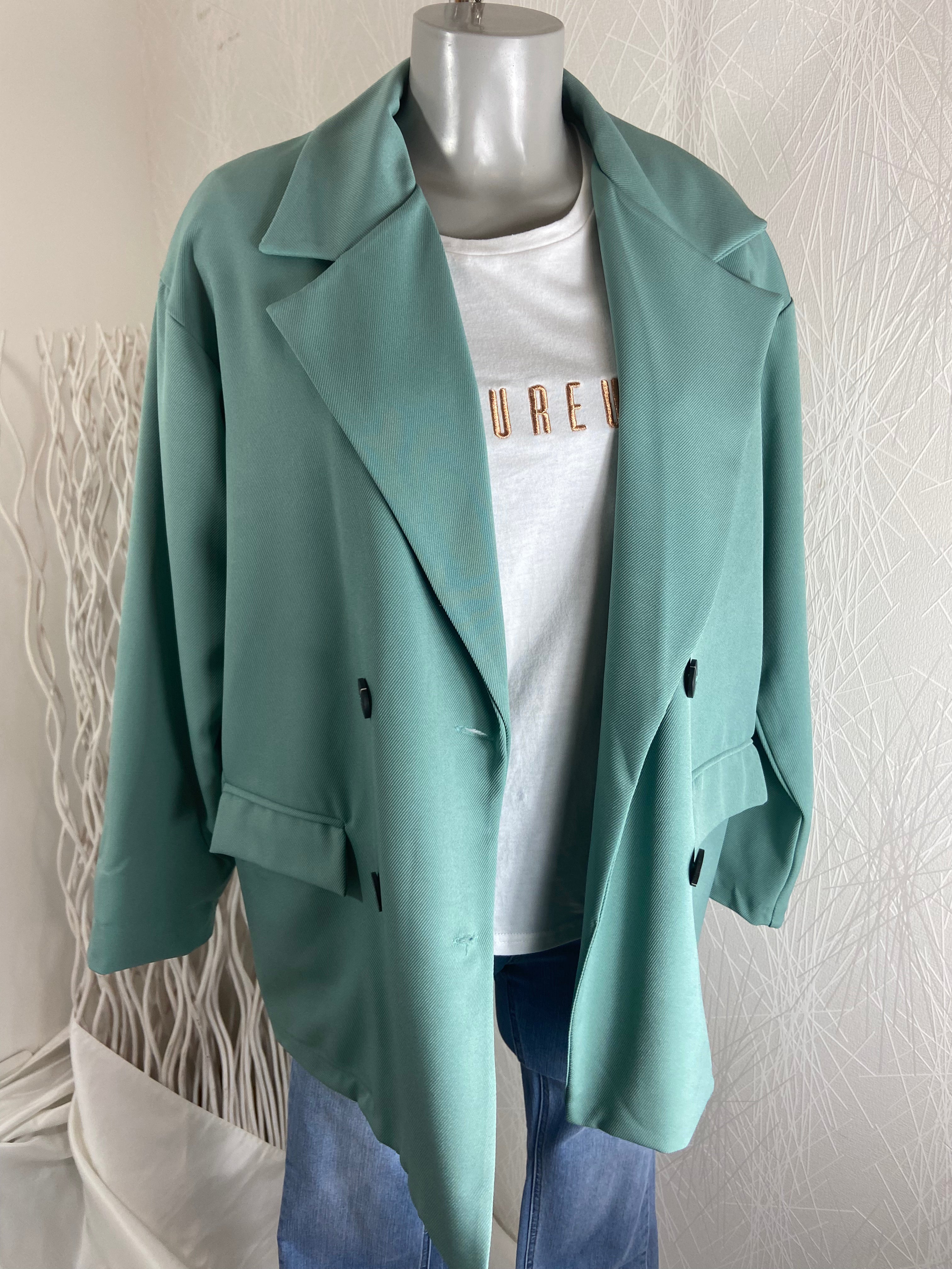 Veste doublée couleur vert d'eau coupe droite Adilynn - Offre-Unique