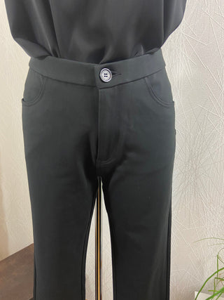 Pantalon noir confortable coupe droite taille haute Venus