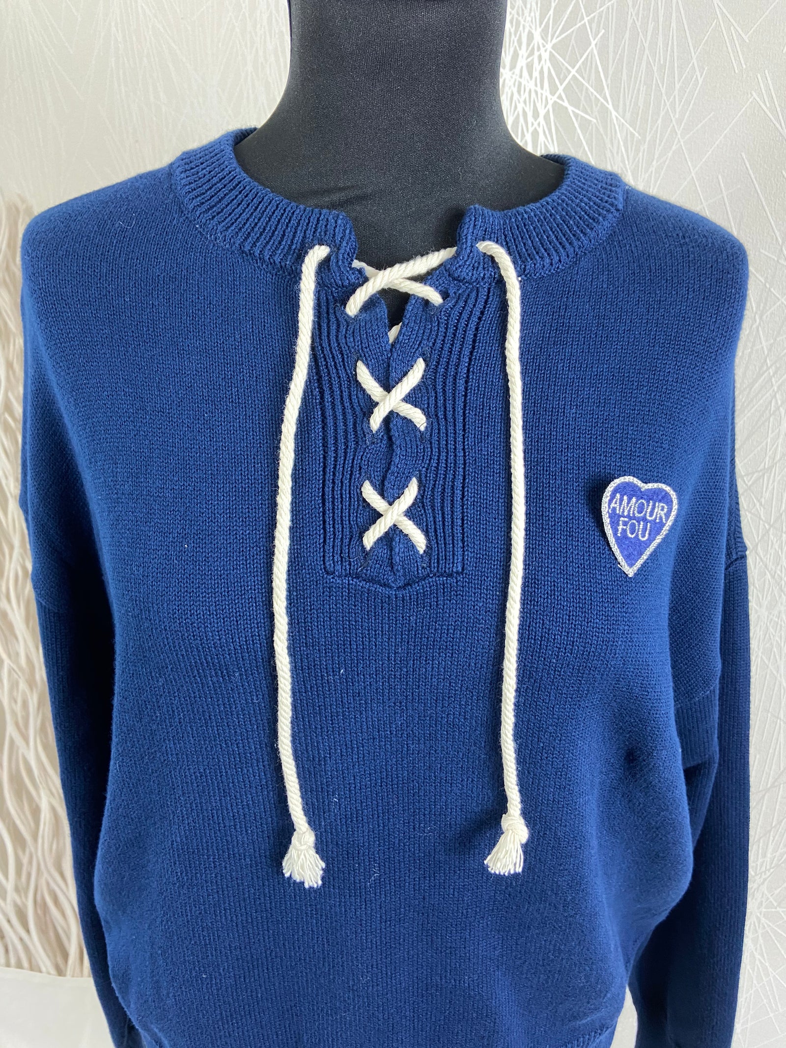 Pull-over en coton bleu marine Amour Fou Jane Blue