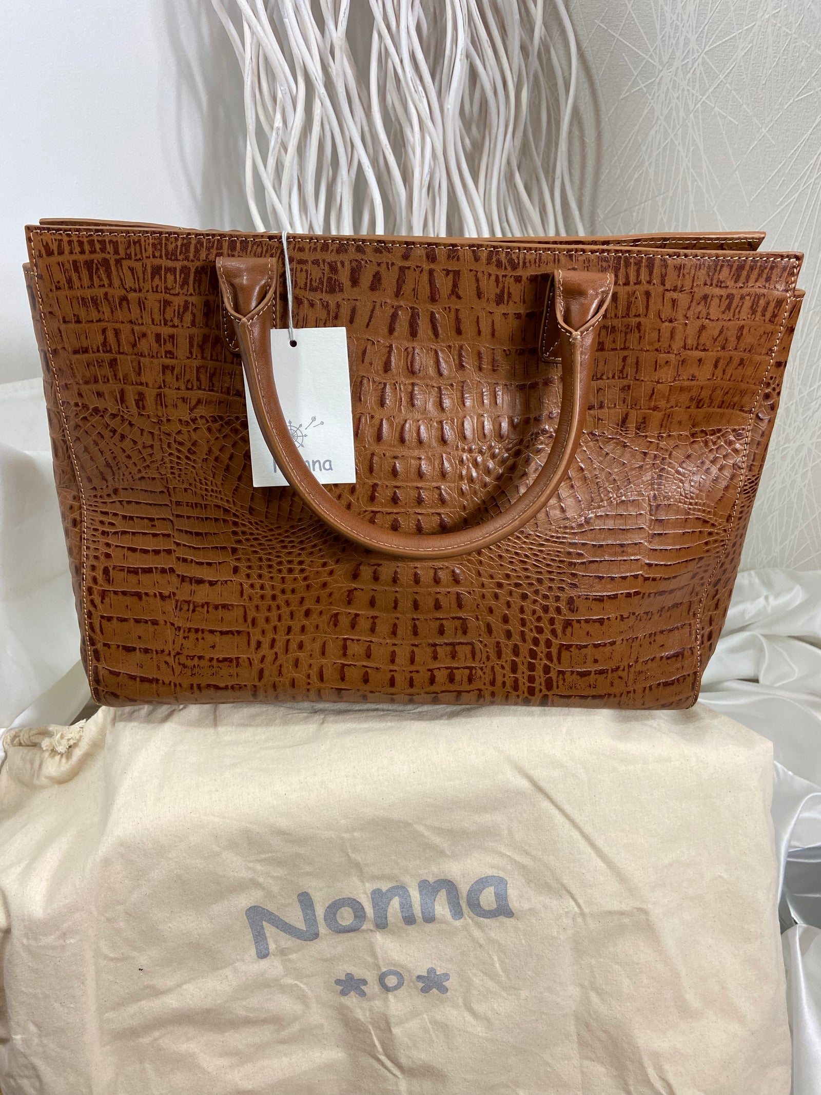 Grand sac cabas en cuir facon alligator Nonna