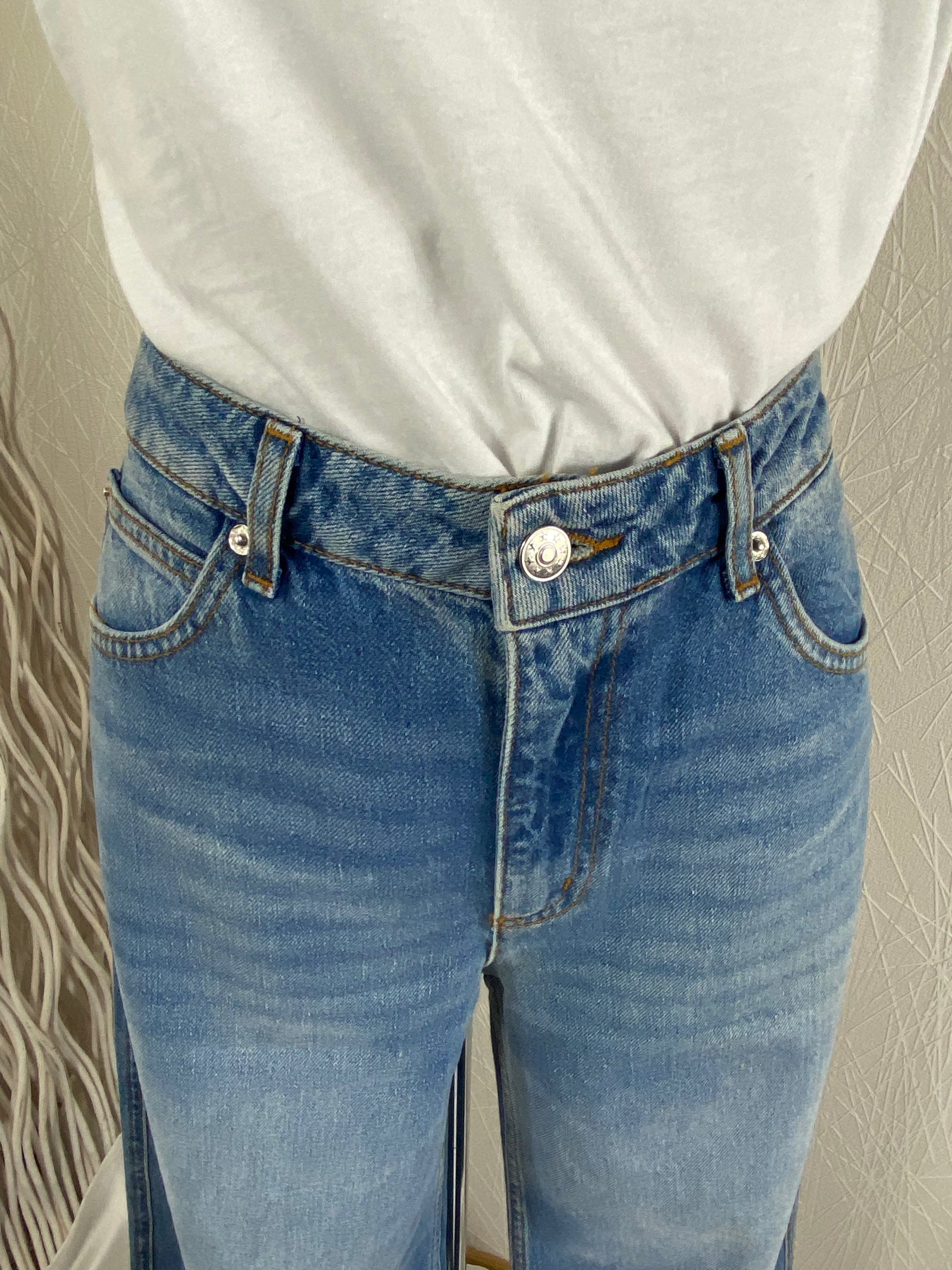 Jeans flare taille haute modèle Rosy NVY - Offre-Unique