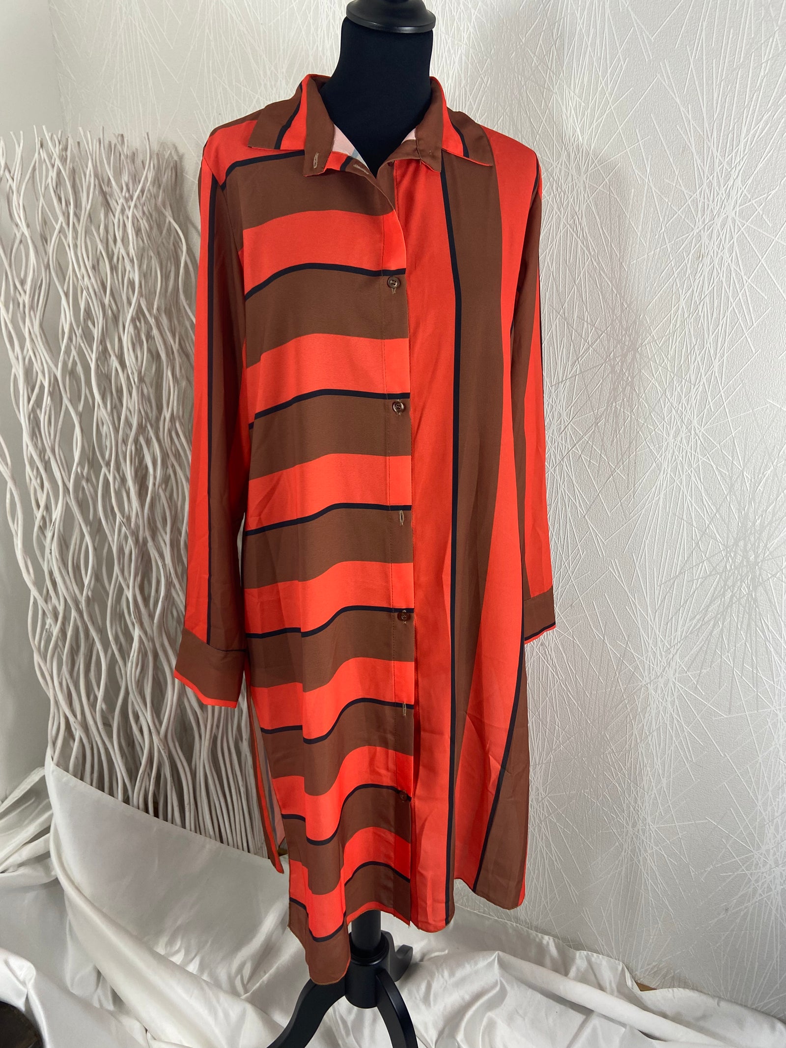 Blouse ample longue fendue orange Miss Miss - Offre-Unique