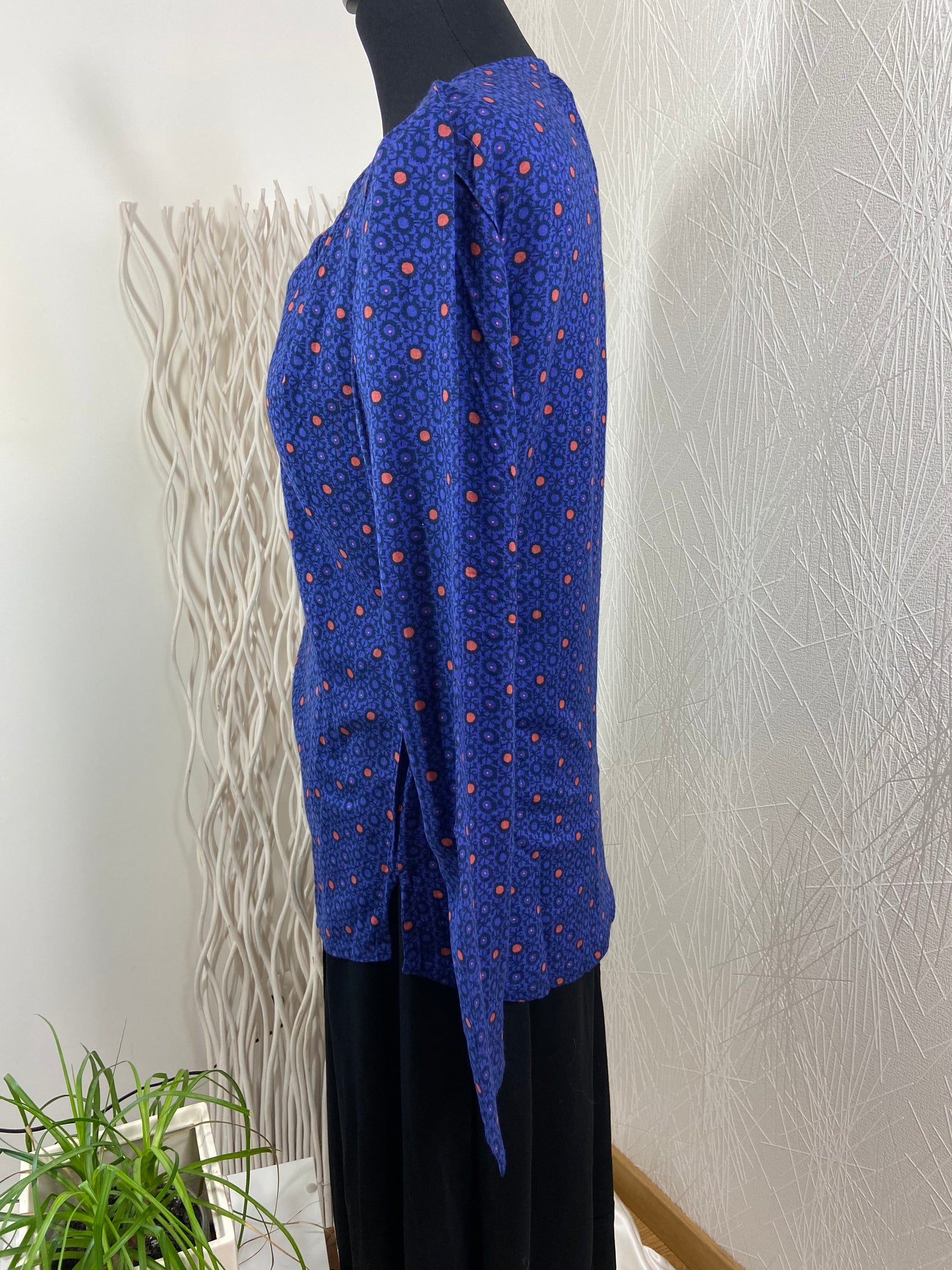 Blouse bleue à motifs manches longues La Fiancée du Mekong