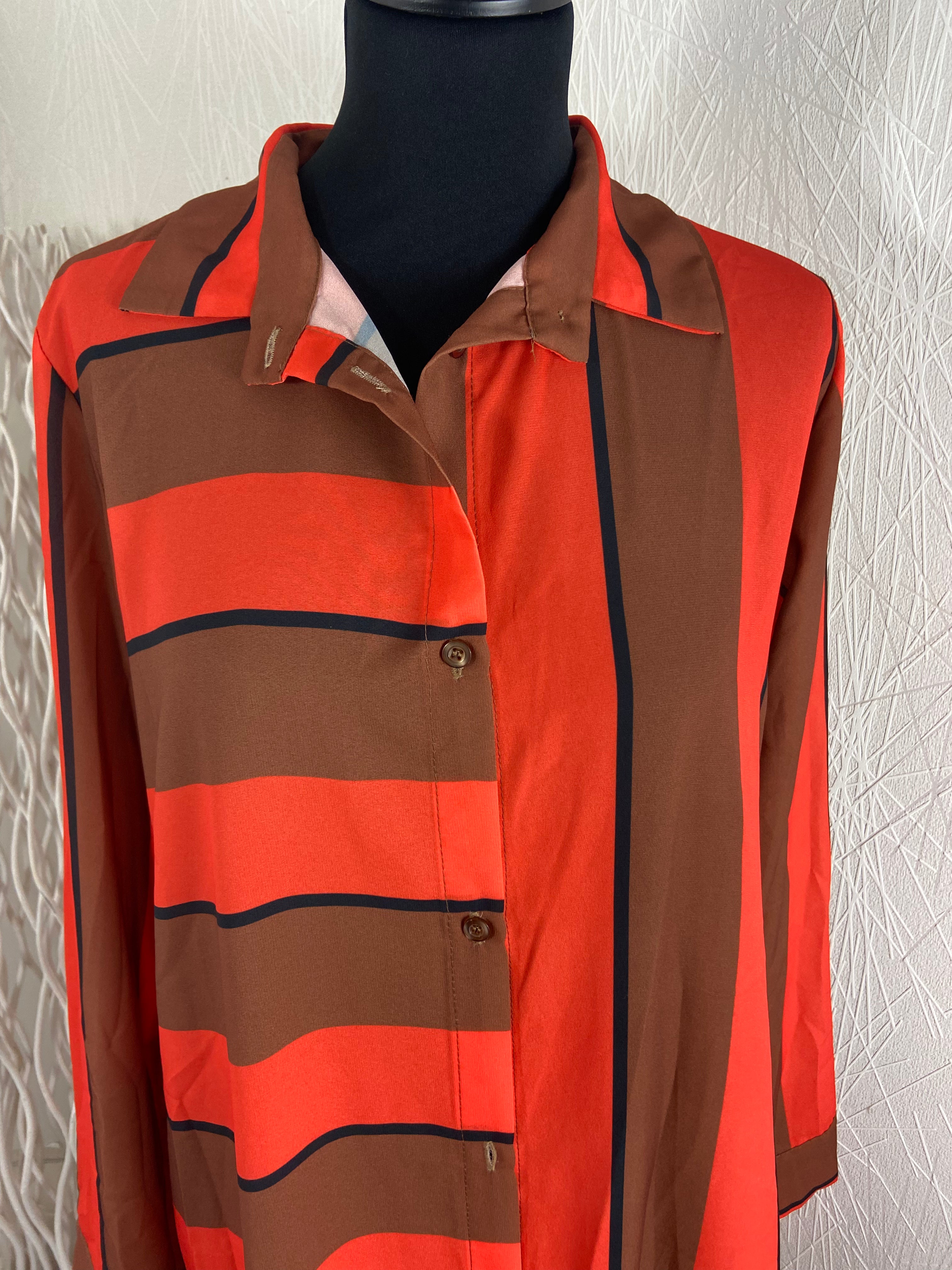 Blouse ample longue fendue orange Miss Miss - Offre-Unique