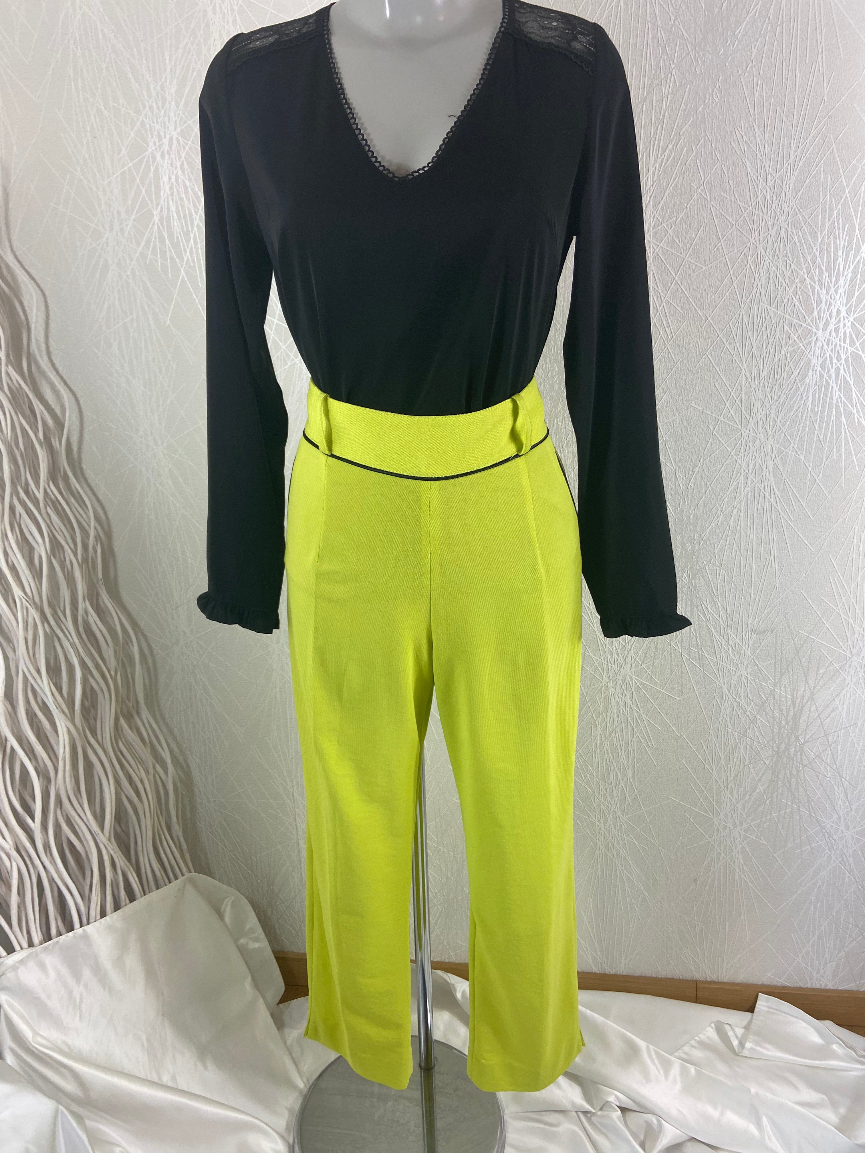 Pantalon vert anis léger de créateur Tabala Paris