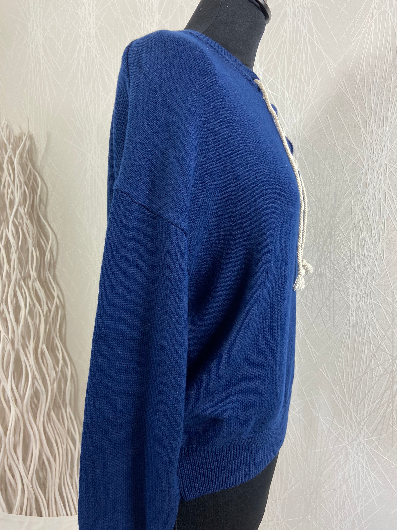 Pull-over en coton bleu marine Amour Fou Jane Blue