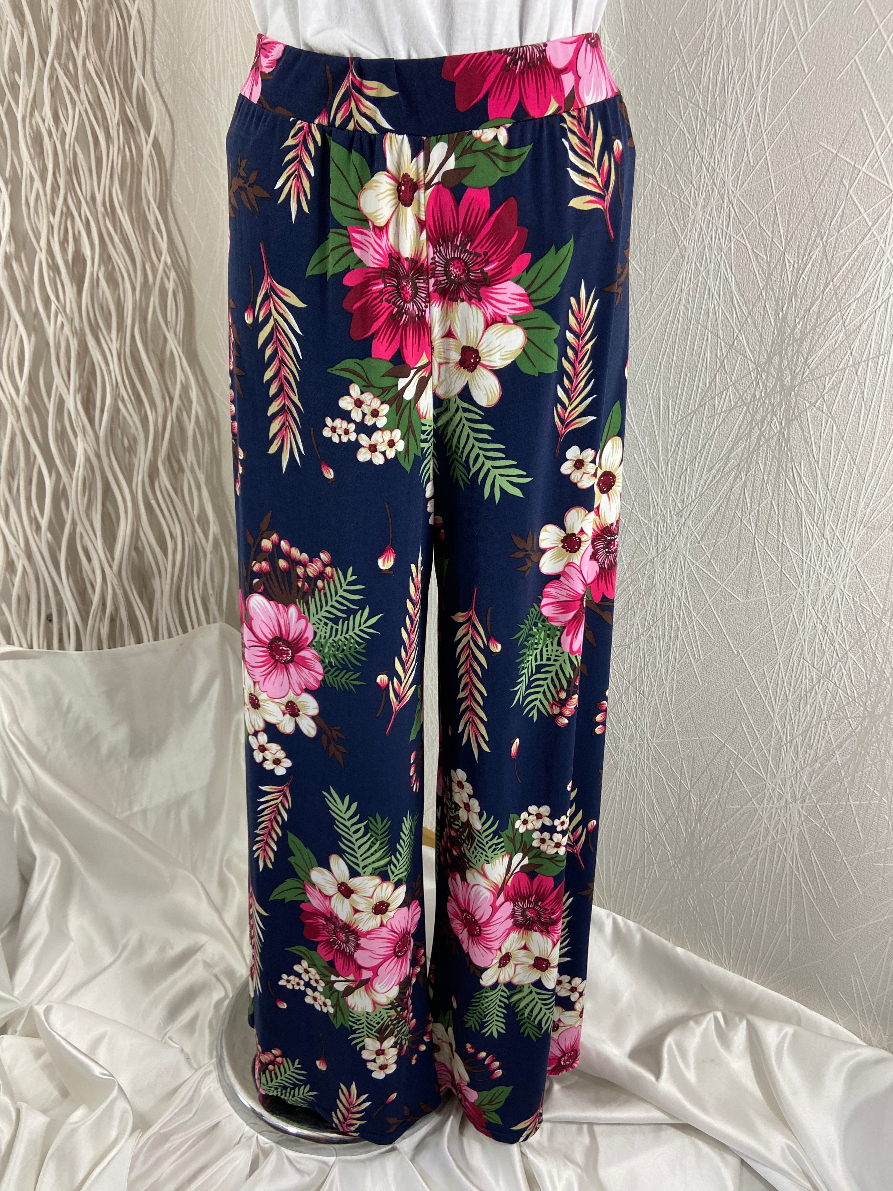 Pantalon léger fluide fleuri pattes d’éléphant Jorge - Taille Unique - Offre-Unique