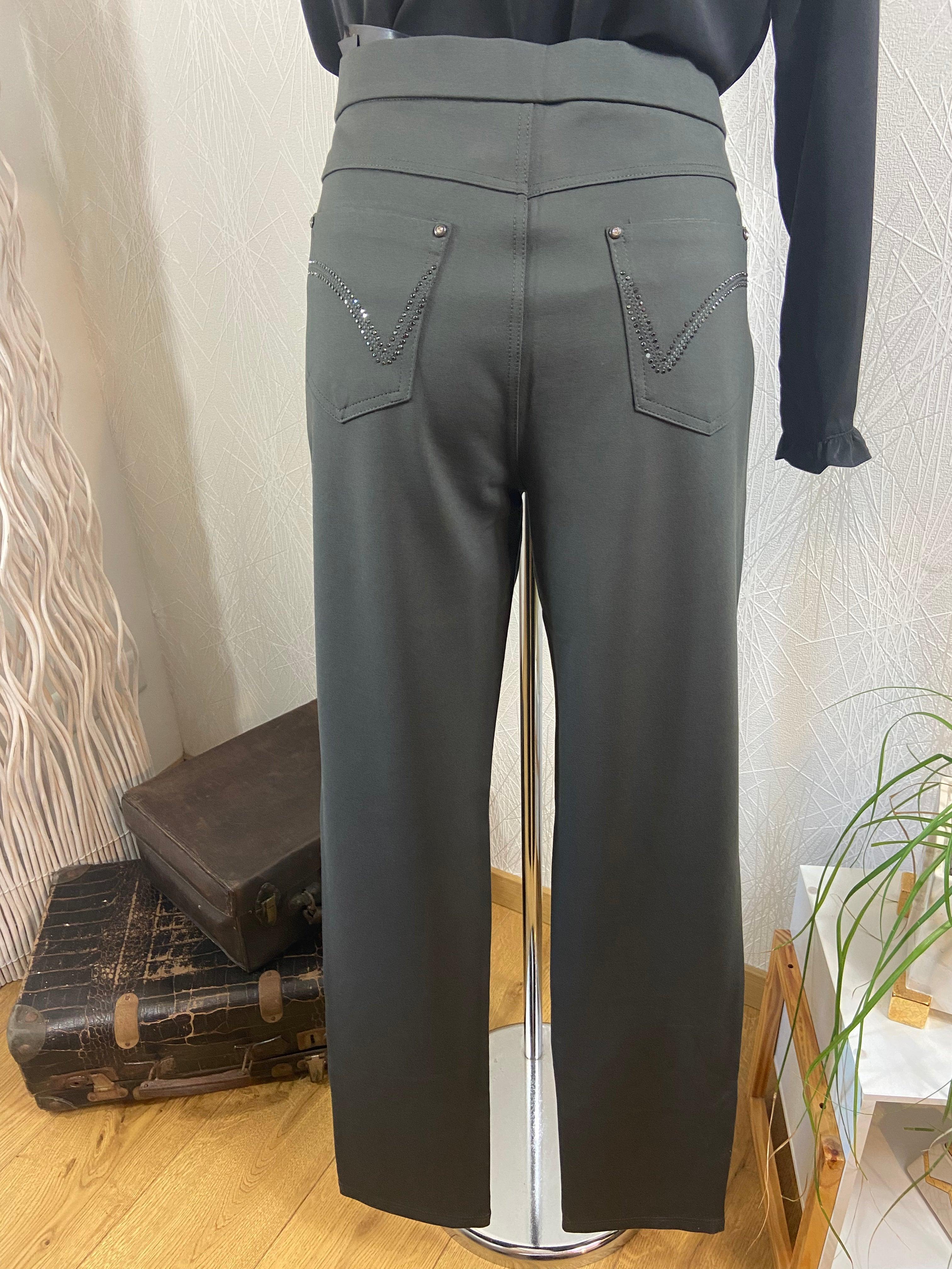 Pantalon kaki tissu confortable coupe droite Venus - Offre-Unique