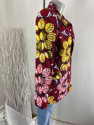 Veste légère coton rouge bordeaux fleurs modèle Diakite Diab’Less