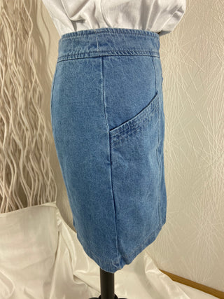 Jupe boutonnée coupe droite  tissu jeans denim 100% coton Charlior