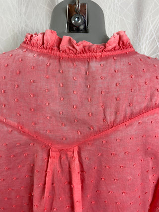 Blouse plumetis manches courtes rose Andromede - Taille Unique