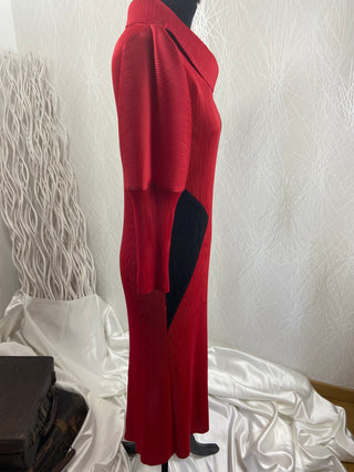 Robe longue rouge et noire à manches 3/4 Venus - Taille Unique