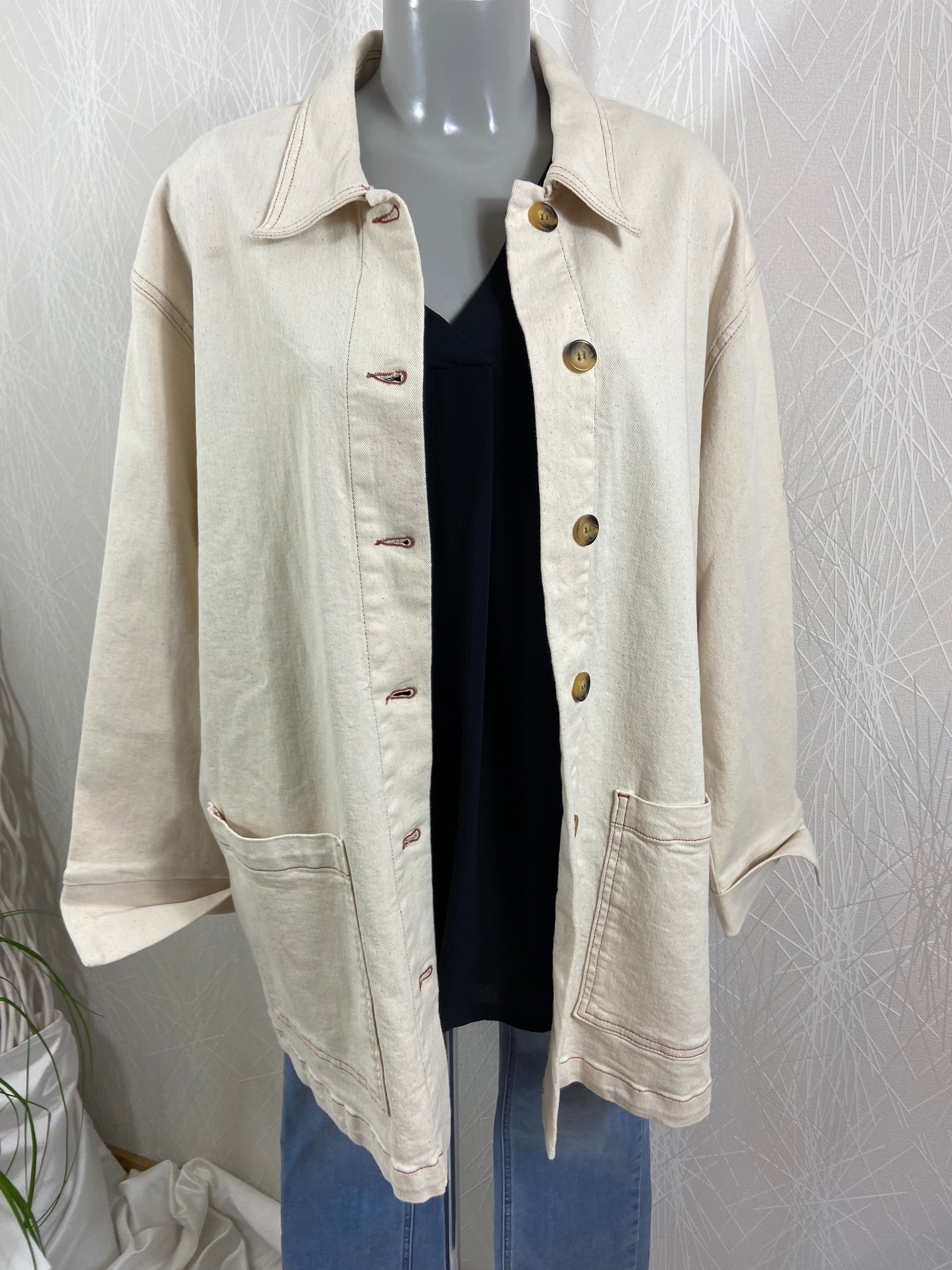 Veste boutonnée coupe droite coton beige Vero Moda