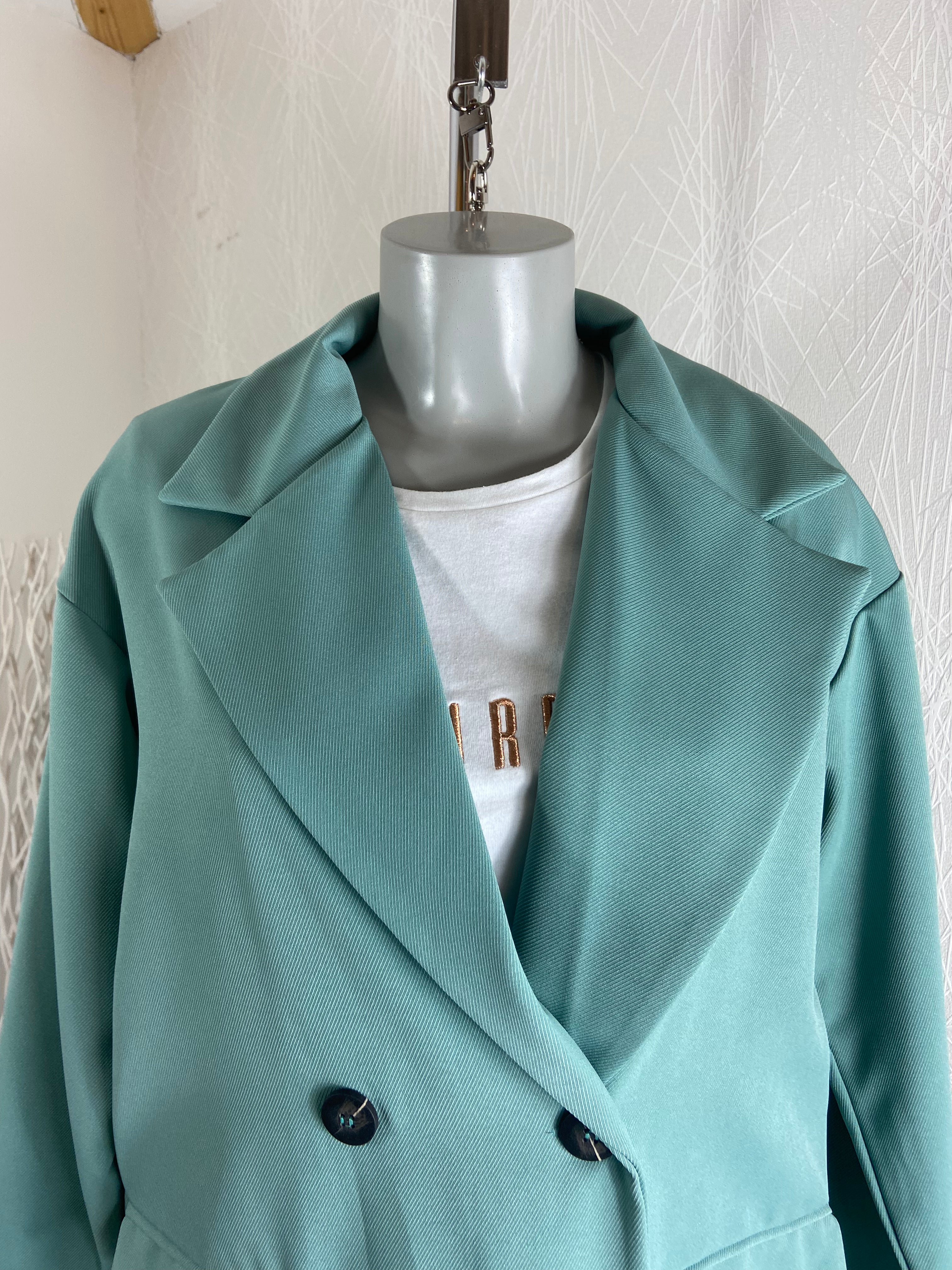 Veste doublée couleur vert d'eau coupe droite Adilynn - Offre-Unique