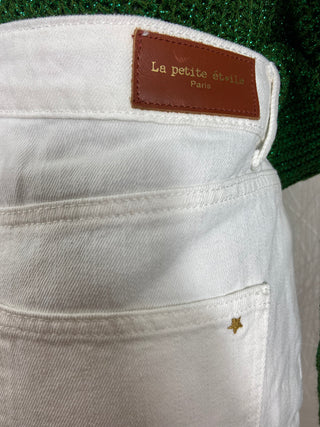 Jeans blanc 7/8 coupe droite 100% coton La Petite Etoile