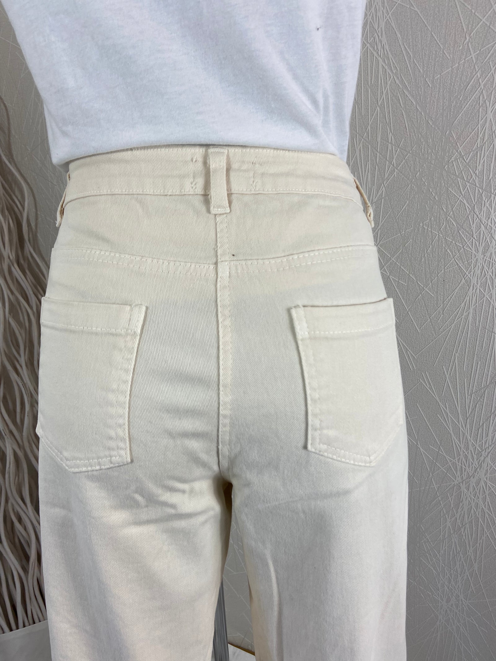 Jeans coton beige taille haute Y Coo