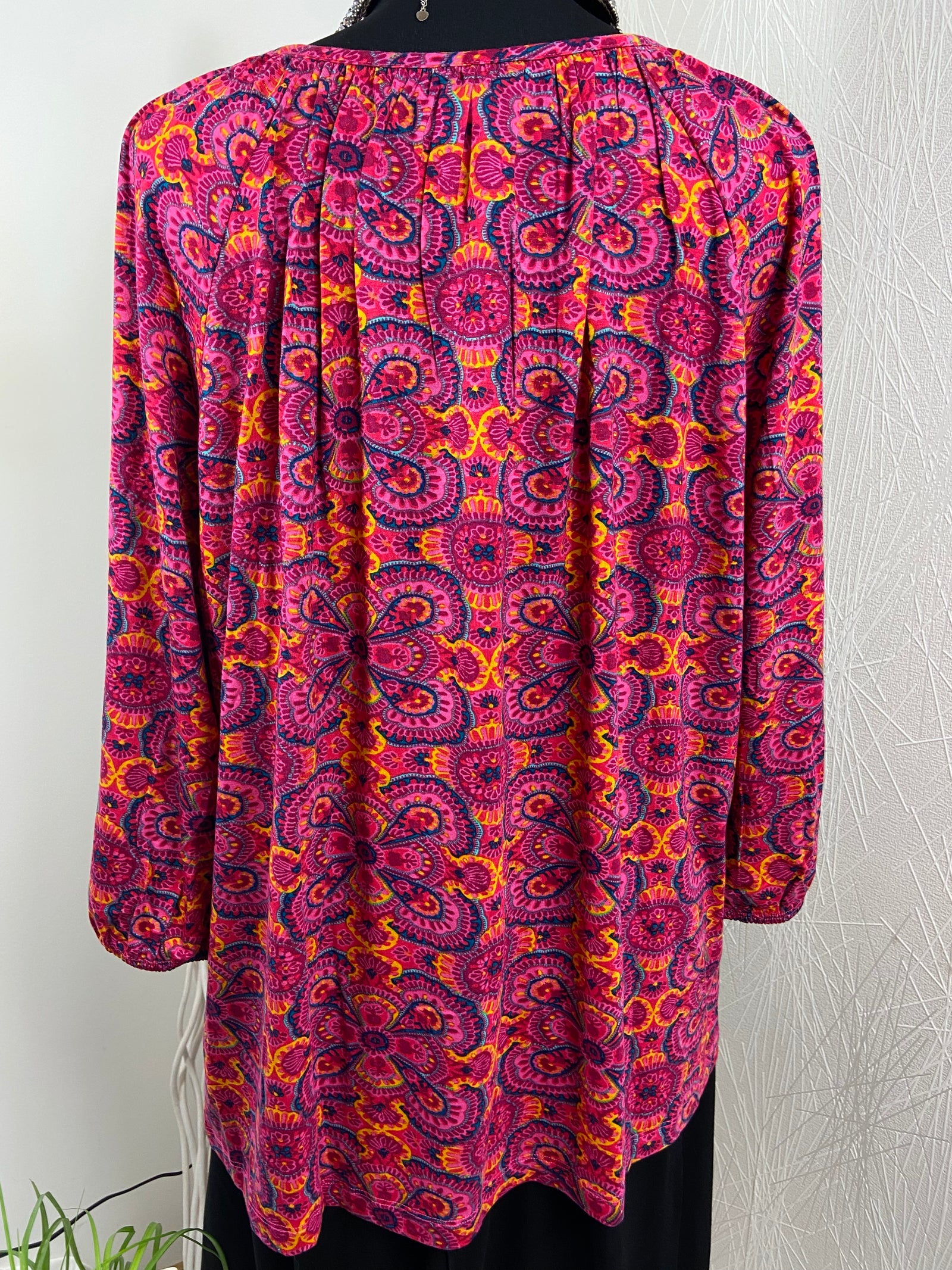 Blouse rose à motifs manches 3/4 La Fiancée du mekong