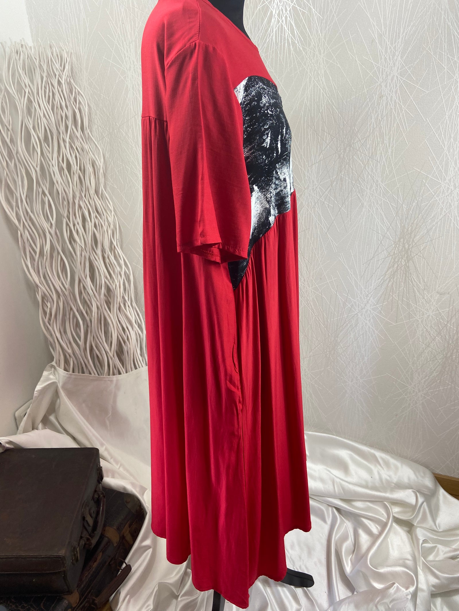 Robe longue légère rouge grande taille Neslay