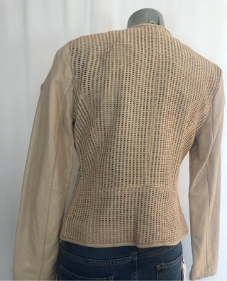 Veste doublée legere cuir souple ajouré beige Gipsy