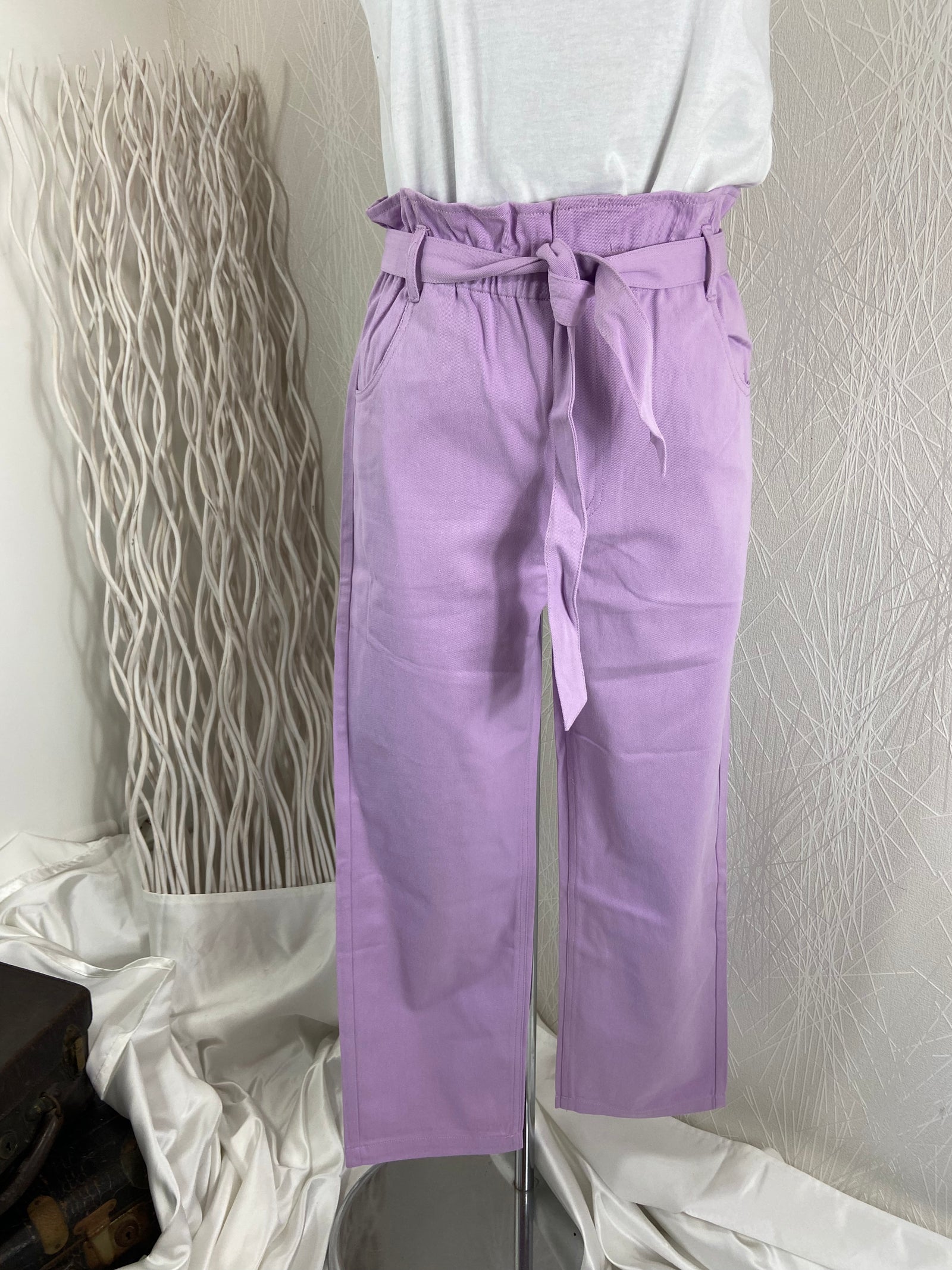 Pantalon violet taille élastique modèle Graham Garance - Offre-Unique