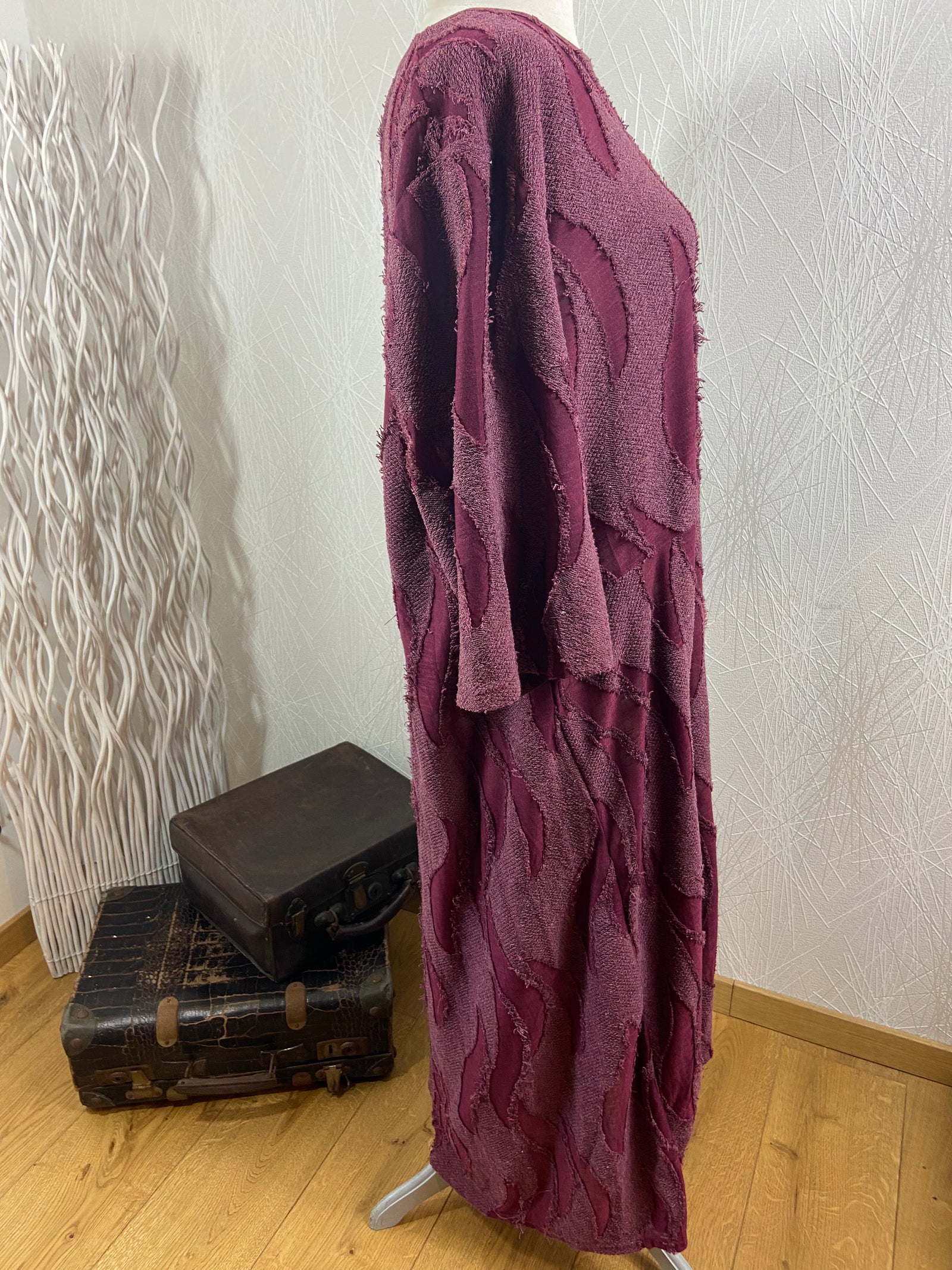 Robe longue rouge bordeaux manches courtes Neslay